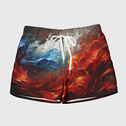 Женские шорты Абстрактный белый синий красный дым