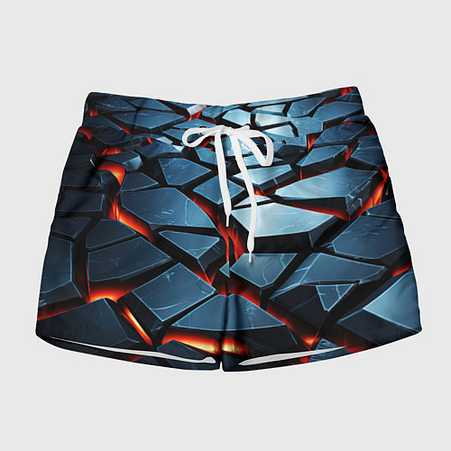 Женские шорты Абстрактные плиты с оранжевым светом / 3D-принт – фото 1