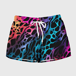 Шорты женские Черные пятна на разноцветном фоне, цвет: 3D-принт