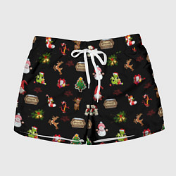 Шорты женские Много новогодних игрушек, цвет: 3D-принт