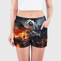 Шорты женские Взрыв камней и плит, цвет: 3D-принт — фото 2
