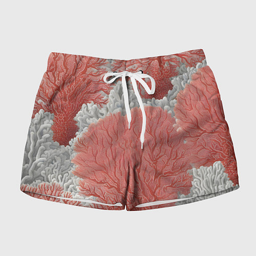 Женские шорты Красные и белые кораллы / 3D-принт – фото 1