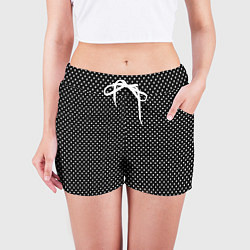 Шорты женские Чёрный в маленький белый горошек, цвет: 3D-принт — фото 2