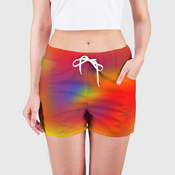 Шорты женские Цвета радуги радужный фон, цвет: 3D-принт — фото 2