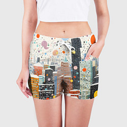 Шорты женские Новогодний город, цвет: 3D-принт — фото 2