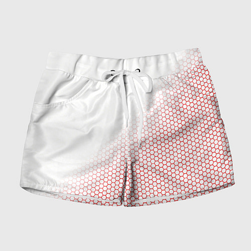 Женские шорты Красно-белый соты / 3D-принт – фото 1