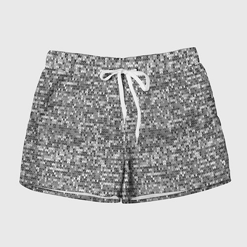 Женские шорты Узор серого вязанного трикотажа меланж / 3D-принт – фото 1