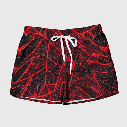 Женские шорты Красная паутина на чёрном фоне / 3D-принт – фото 1