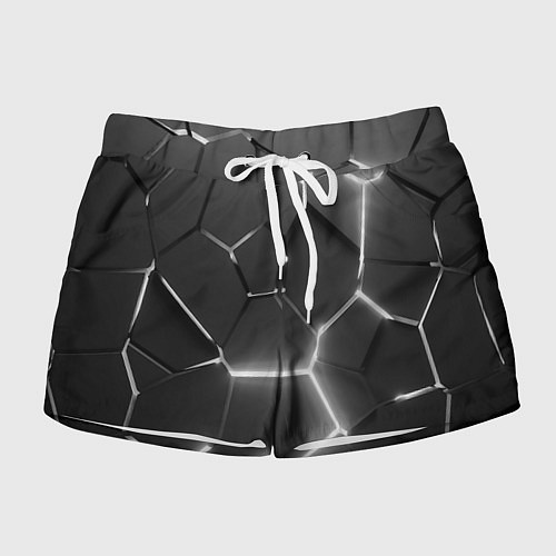Женские шорты Чёрные плиты разломы броня / 3D-принт – фото 1