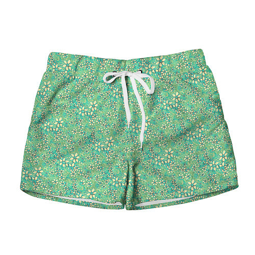 Женские шорты Цветочный светло-зелёный / 3D-принт – фото 1
