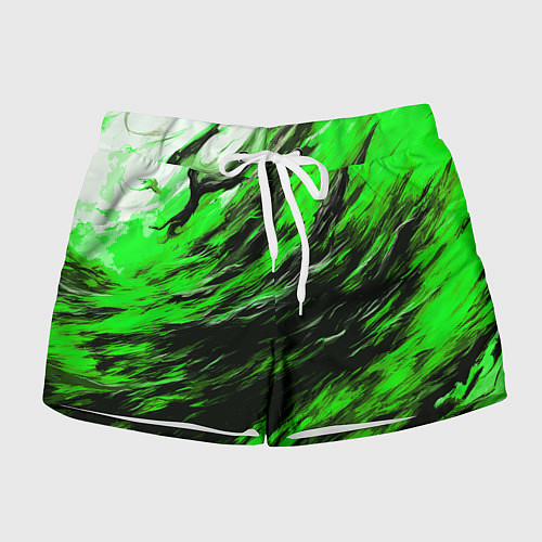 Женские шорты Чёрная и зелёная буря / 3D-принт – фото 1