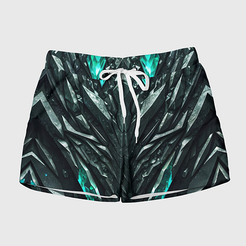 Женские шорты Зелёная малахитовая броня / 3D-принт – фото 1
