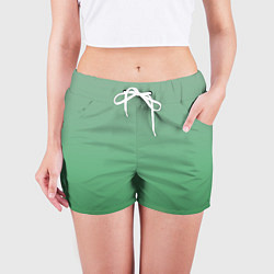 Шорты женские Градиент приглушённый зелёный, цвет: 3D-принт — фото 2