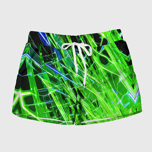 Женские шорты Зелёные энергетические линии / 3D-принт – фото 1