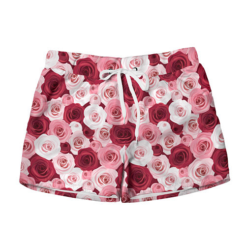 Женские шорты Красные и розовые розы / 3D-принт – фото 1