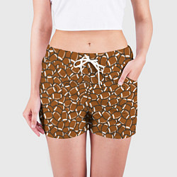 Шорты женские Мячи регби и американского футбола, цвет: 3D-принт — фото 2