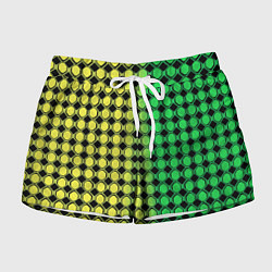 Шорты женские Зелёные восьмиугольники и чёрные ромбы, цвет: 3D-принт