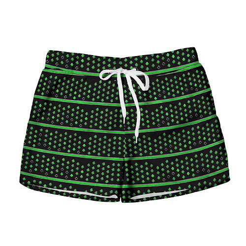 Женские шорты Зелёные круги и полосы / 3D-принт – фото 1