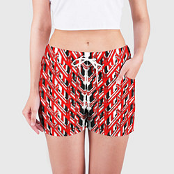 Шорты женские Красная техно броня, цвет: 3D-принт — фото 2
