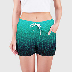 Шорты женские Градиент мелкая мозаика аквамарин, цвет: 3D-принт — фото 2