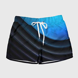 Шорты женские Геометрическая синяя абстракция на черном фоне мин, цвет: 3D-принт