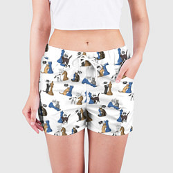 Шорты женские Котики и шахматы белый, цвет: 3D-принт — фото 2