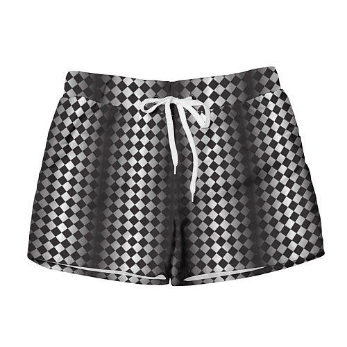 Женские шорты Паттерн черных и белых квадратов / 3D-принт – фото 1