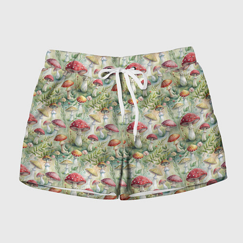 Женские шорты Дикие грибы лесные мухоморы / 3D-принт – фото 1