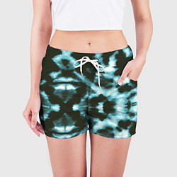 Шорты женские Тай дай синий, цвет: 3D-принт — фото 2