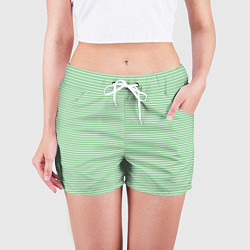 Шорты женские Светло-зелёный в полоску, цвет: 3D-принт — фото 2
