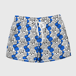 Шорты женские Нейрографический узор из синих кругов и овалов, цвет: 3D-принт