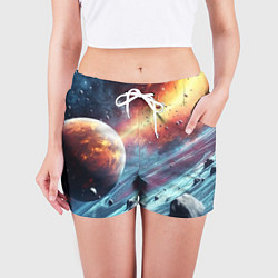 Шорты женские Объемный космос и планеты, цвет: 3D-принт — фото 2