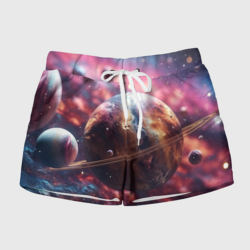 Женские шорты Объемный космос и планеты / 3D-принт – фото 1