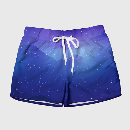 Женские шорты Синий космос и звезды / 3D-принт – фото 1