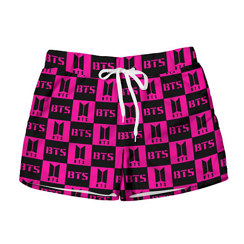 Женские шорты BTS pattern pink logo / 3D-принт – фото 1