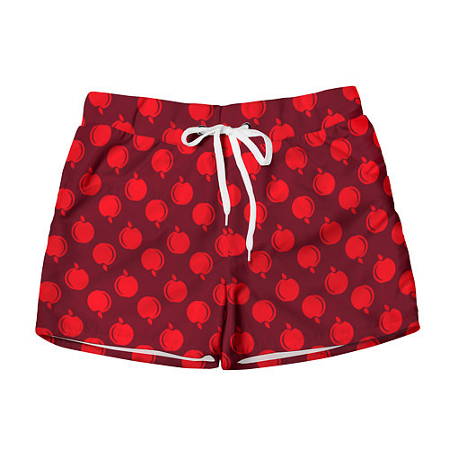 Женские шорты Паттерн с красными яблоками / 3D-принт – фото 1