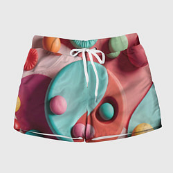 Шорты женские Пластилиновый медальон с шариками, цвет: 3D-принт