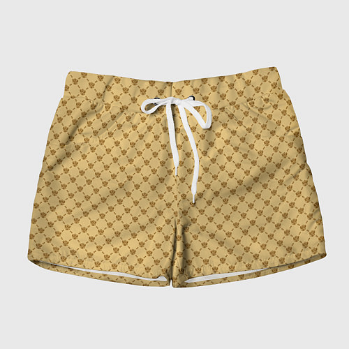 Женские шорты Паттерн орлы бежевый luxury / 3D-принт – фото 1