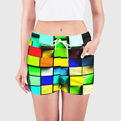 Шорты женские Оптические кубы, цвет: 3D-принт — фото 2