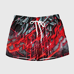 Шорты женские Красно-белая абстракция, цвет: 3D-принт
