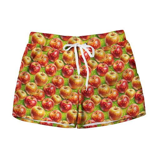 Женские шорты Вкусные яблоки паттерн / 3D-принт – фото 1