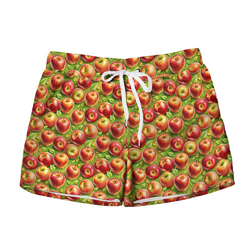 Женские шорты Румяные яблоки паттерн / 3D-принт – фото 1