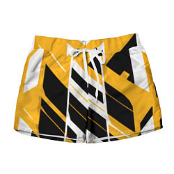 Женские шорты Black and yellow stripes on a white background