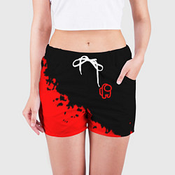 Шорты женские Among us красные краски, цвет: 3D-принт — фото 2