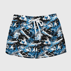 Шорты женские Выдры в речке на волнах - паттерн, цвет: 3D-принт