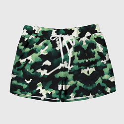Шорты женские Яркий зелёный камуфляж, цвет: 3D-принт