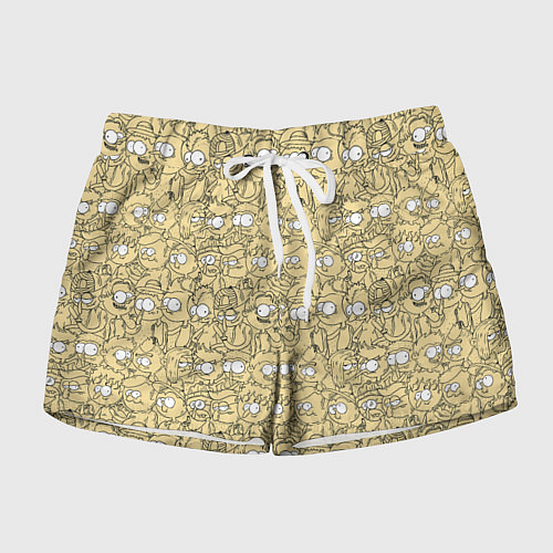 Женские шорты Дудл человечки носатые - паттерн / 3D-принт – фото 1