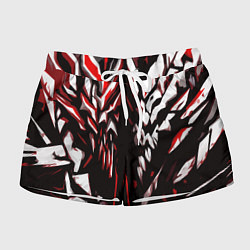 Шорты женские White and red abstraction on a black background, цвет: 3D-принт