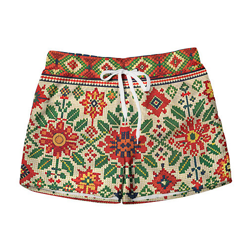 Женские шорты Славянский узор и орнамент / 3D-принт – фото 1