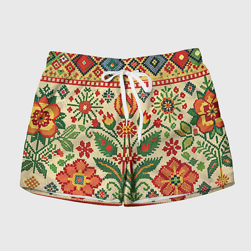 Женские шорты Славянский узор и орнамент / 3D-принт – фото 1